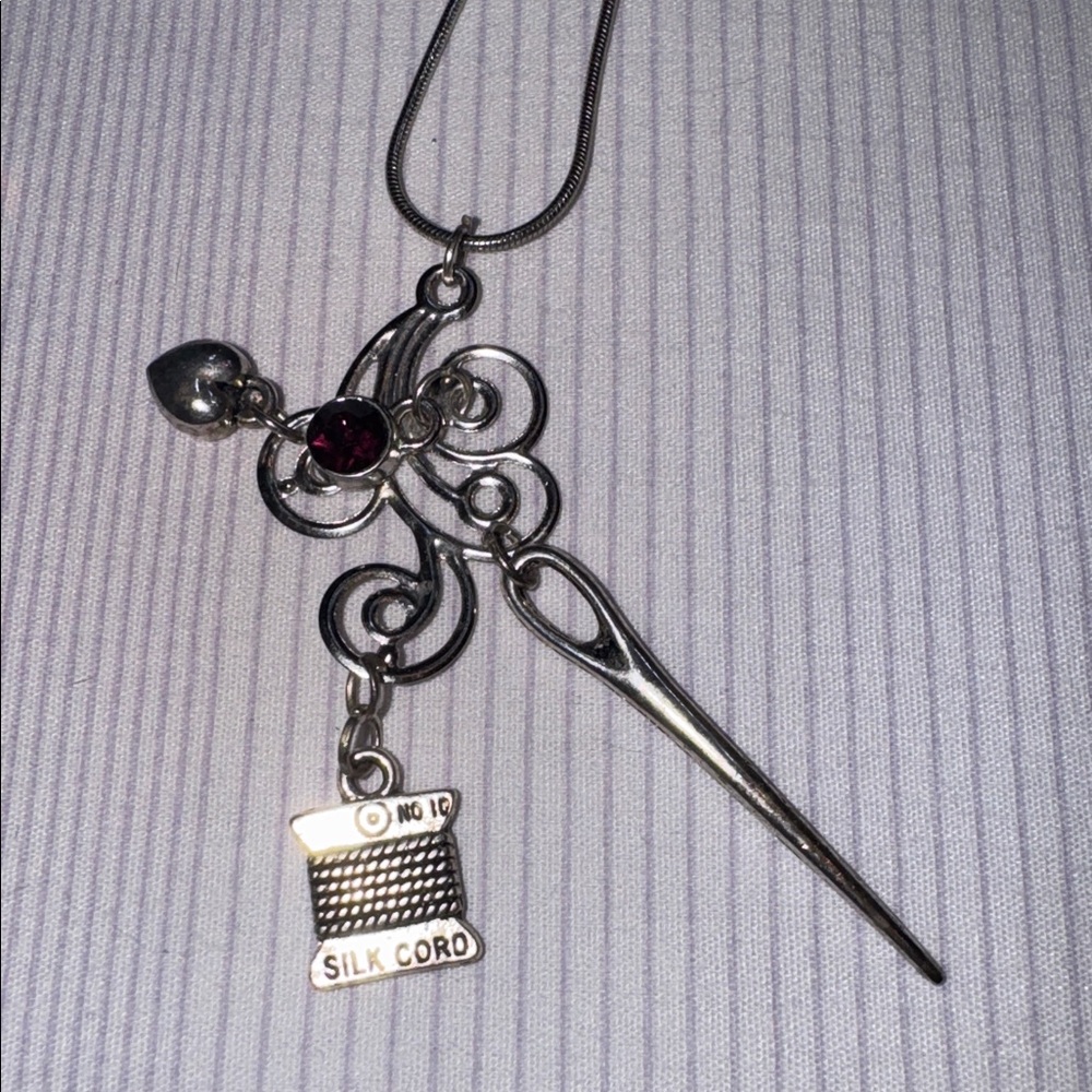 Sewing  notions charm necklace 🐈‍⬛